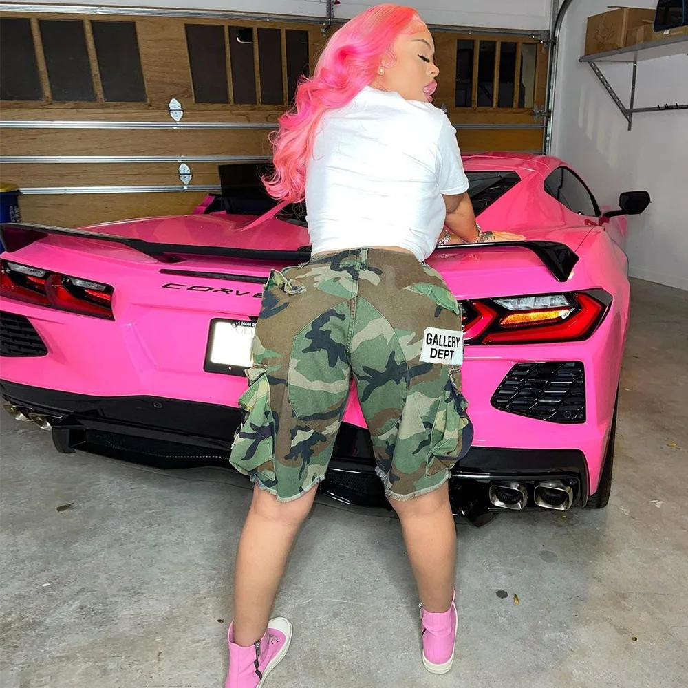 Women Camouflage Shorts 2022 Summer Casual High Waist Multi Pocket