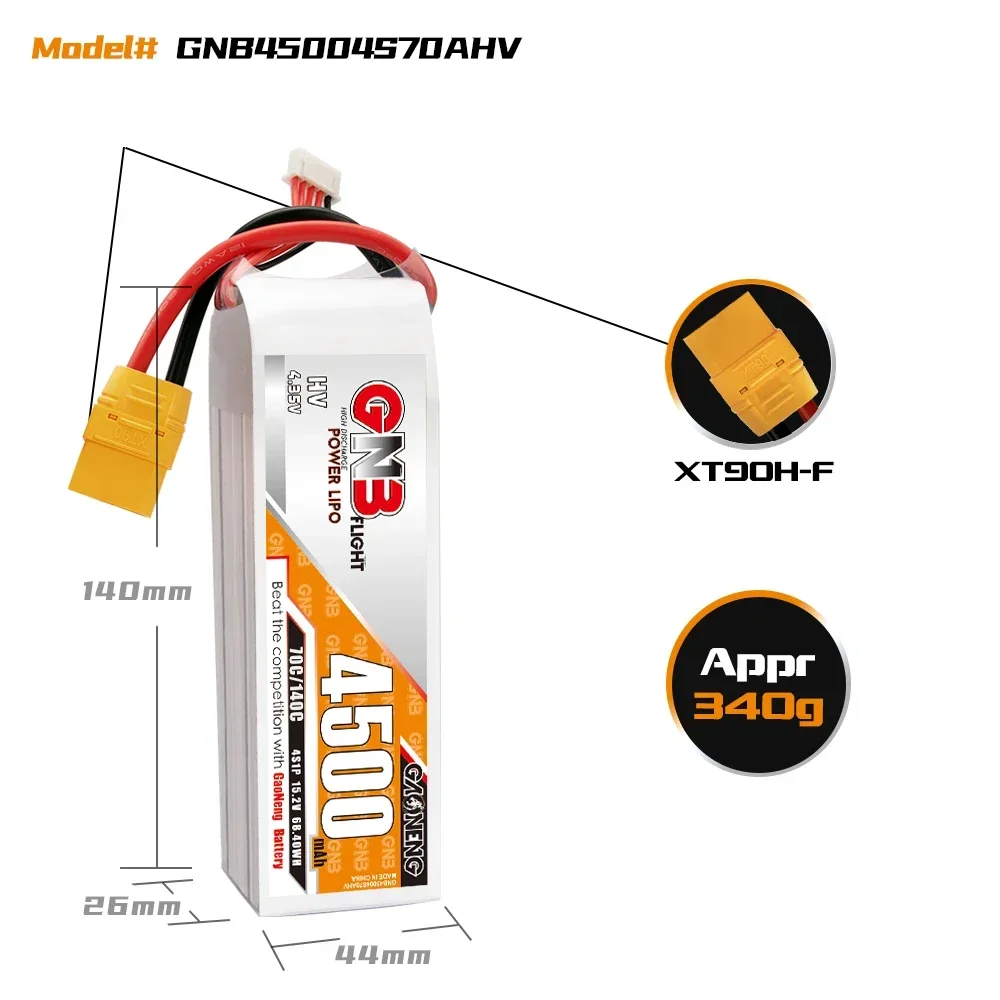 Batterie LiPo 4500mAh 4S XT90 pour Drone FPV Micro