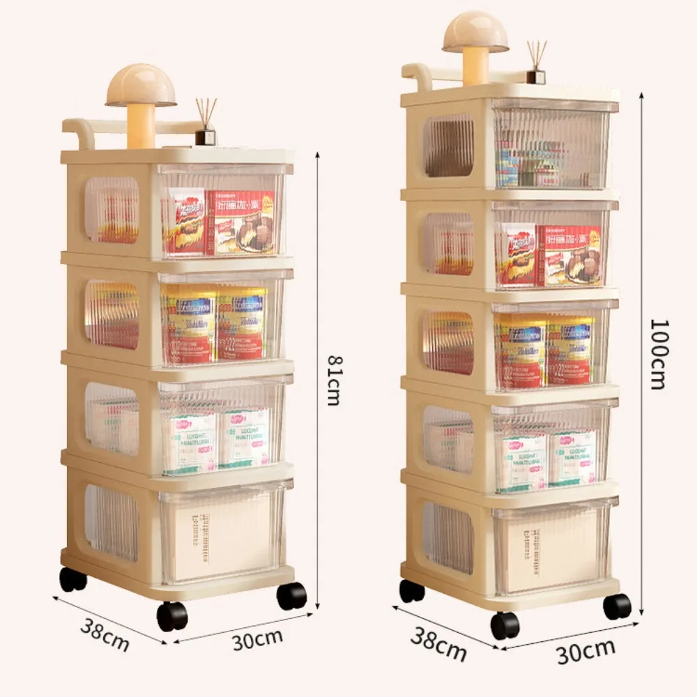 Multi-Layer Trolley Drawer-Type Acrylic Transparent Snack Rack Mobile Kitchen Storage