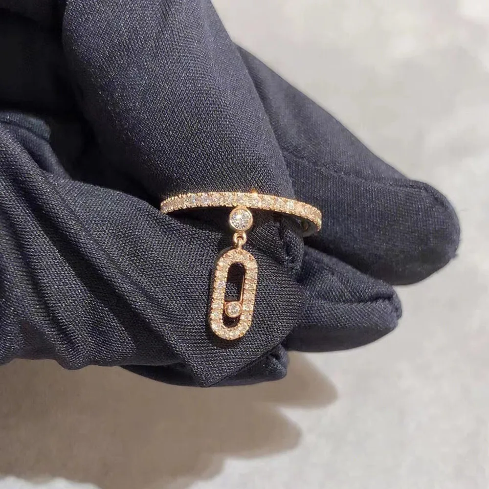 Luxury Brand Move Uno Jewelry Series Platinum Zircon Pendant Ring for Women's Engagement Gift
