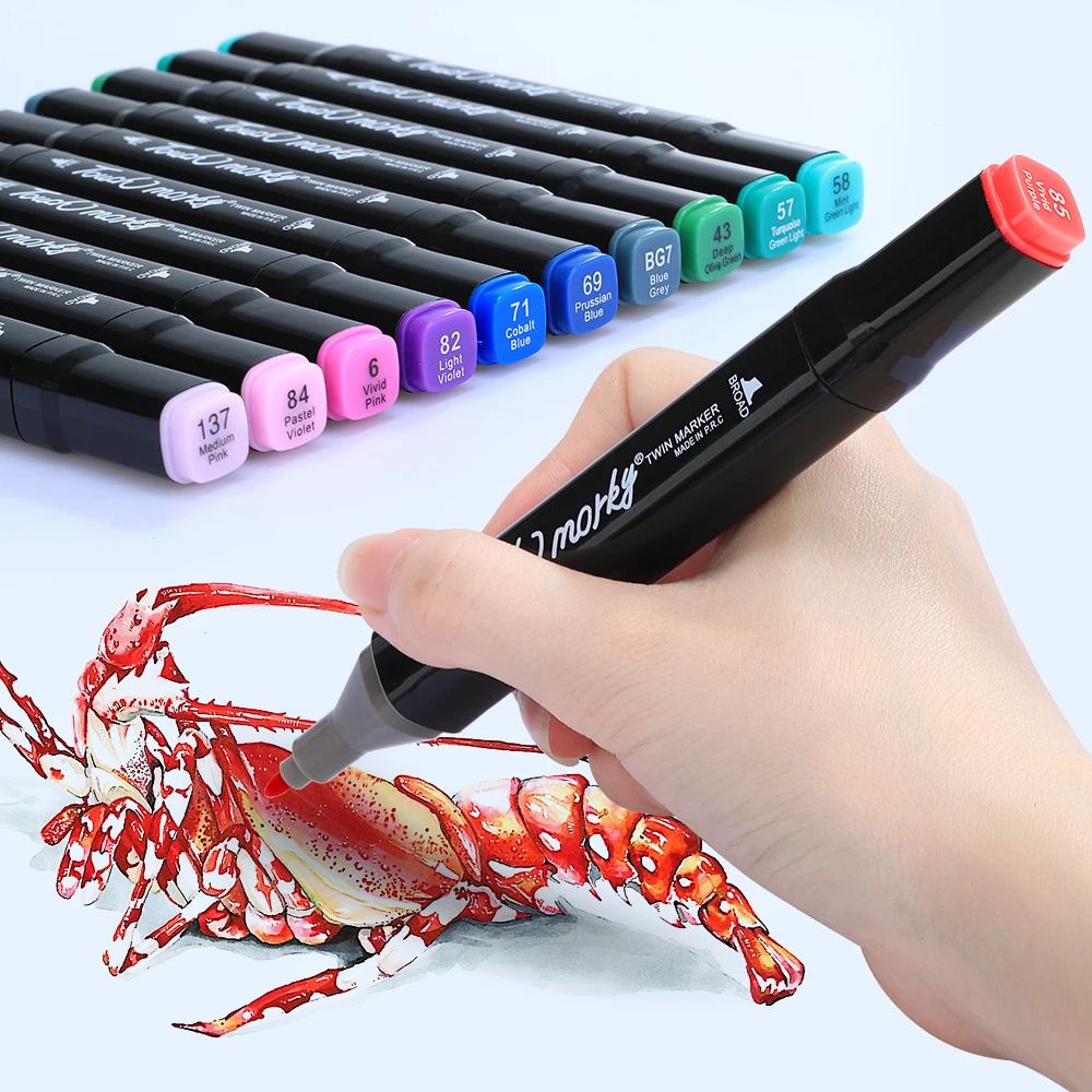 Felt Markers 30/40/60/80 Colors Alcohol Felt Markers Pens Dual Tip Permanent Artist Art School Supplies Manga Sketching Markers Student Gift