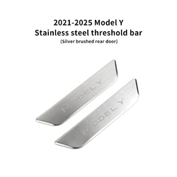Silver Stainless Steel Door Sill Guards - Anti - Scratch Welcome Pedal Protector Strips (2025MY Silver rear)