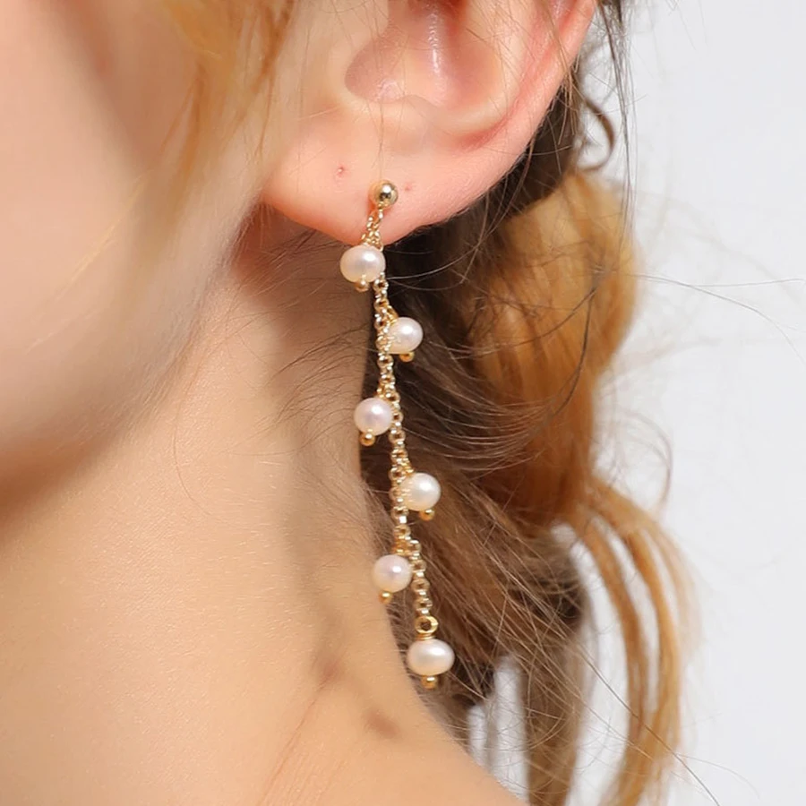 

Женские серьги-кисточки из серебра 925 пробы, с натуральным пресноводным жемчугом