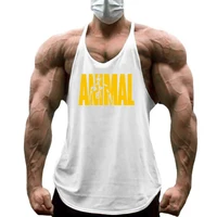 Gilets de course pour hommes, lettres d'animaux imprimées, débardeurs de gymnastique, musculation en coton, Singlets sans manches, vêtements de Fitness musculaire 4