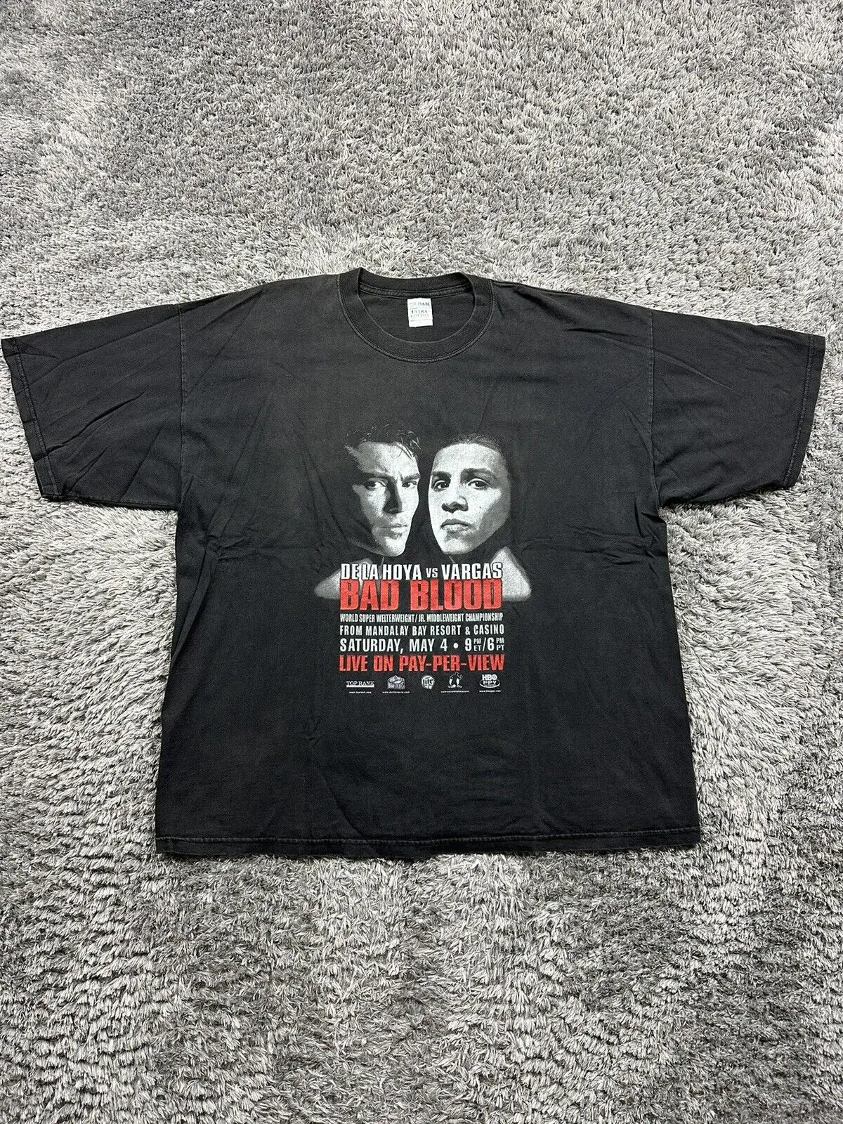 Vintage De La Hoya Begas Bad Blood 2002 Boxing Championship Fight T Shirt Xxl Maniche Lunghe O Corte