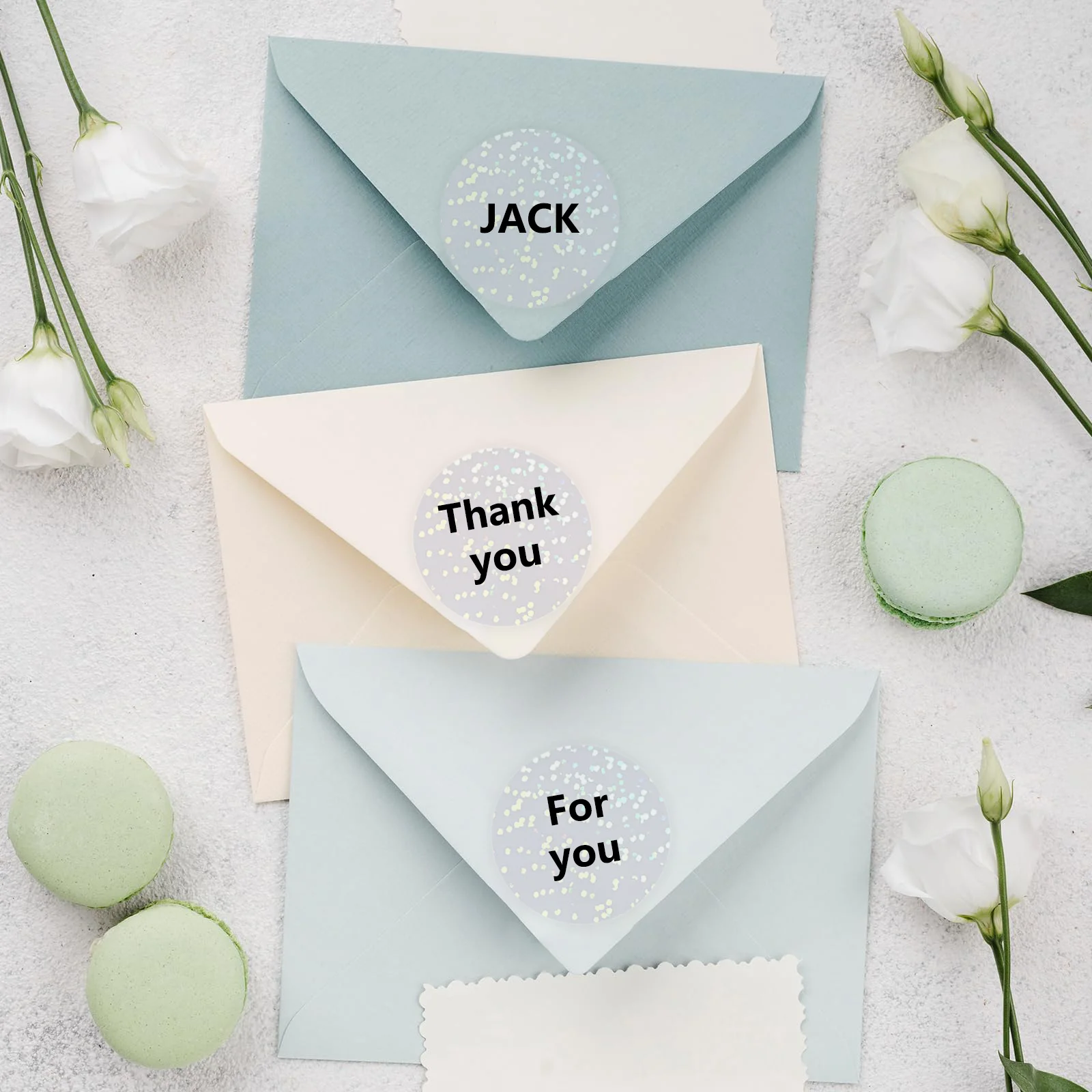 Gift Packaging Transparent Stickers, Flash Laser Dot Self-Adhesive Paper Sealing Labels, for Any Small Handmade Projects