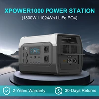 Portable Power Station 1800W 1024WH Camping LiFeP04 Battery Solar Generator 110v / 220V AC Socket UPS Function for Home Outdoor 1