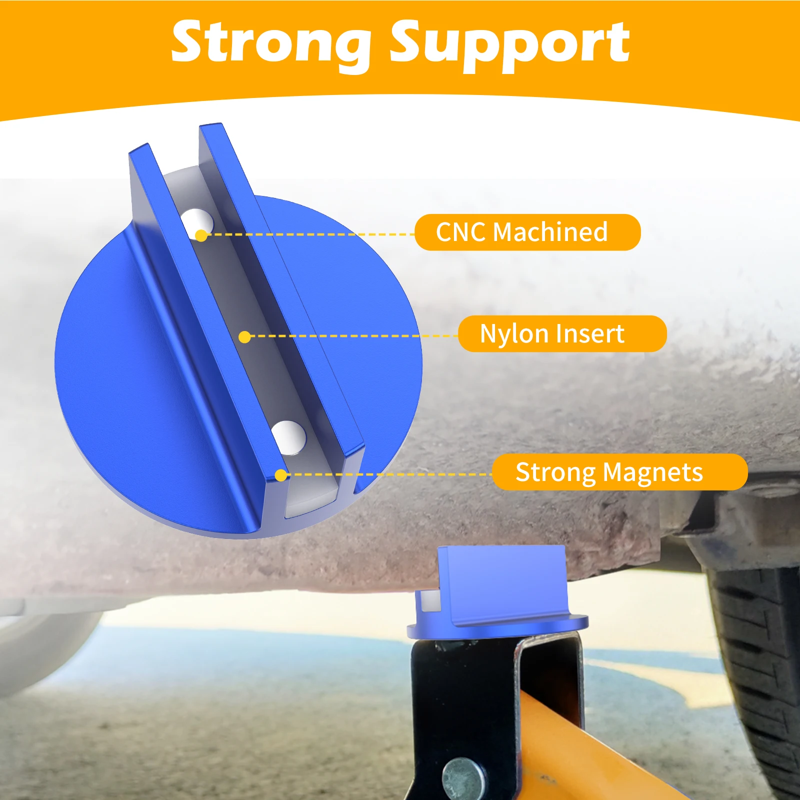 Aluminum Universal Jack Pad Adapter - Slotted Frame Rail Protector and Support Grip