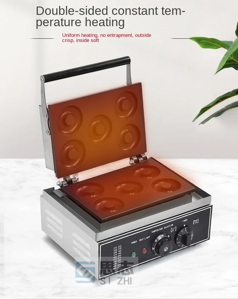 가정용 스마트 6 구 도넛 메이커, 붙지 않는 코팅, 온도 조절 가능, 110V, 220V