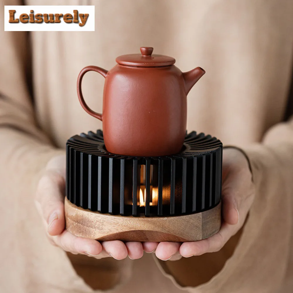 Japanese-style Tea Warmer Stove Solid Wood Tea Warmer Holder  Teapot Candle Heating Base Warm Drink Wine Boiler Kung Fu Tea Set