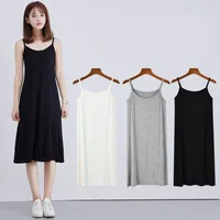 Robe Modal à bretelles Spaghetti pour femmes, jupe gilet longue de 90 à 120cm, Camisoles, jupon intérieur 2