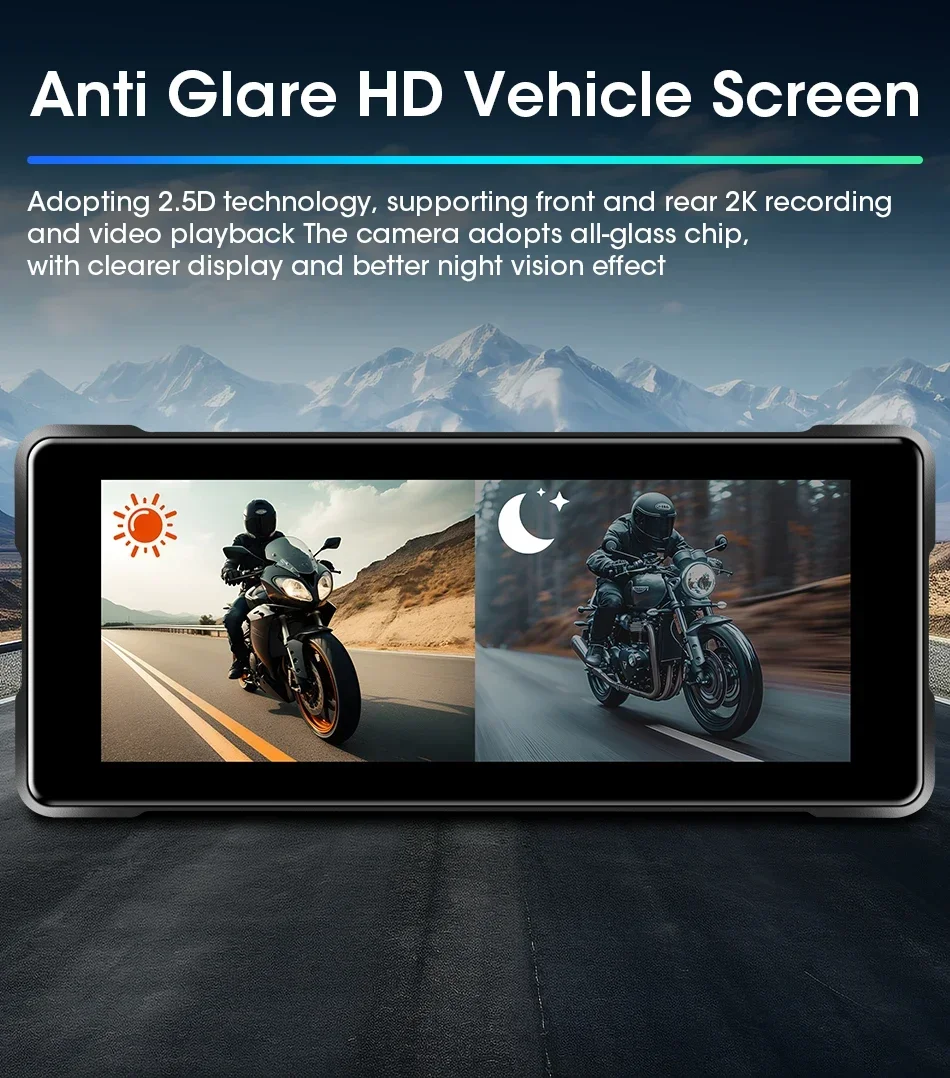 Srnubi Motorrad GPS Navigation Wasserdicht drahtlos Carplay 6,86 Zoll Bildschirm Tragbare Motorrad Android Auto Monitor DVR