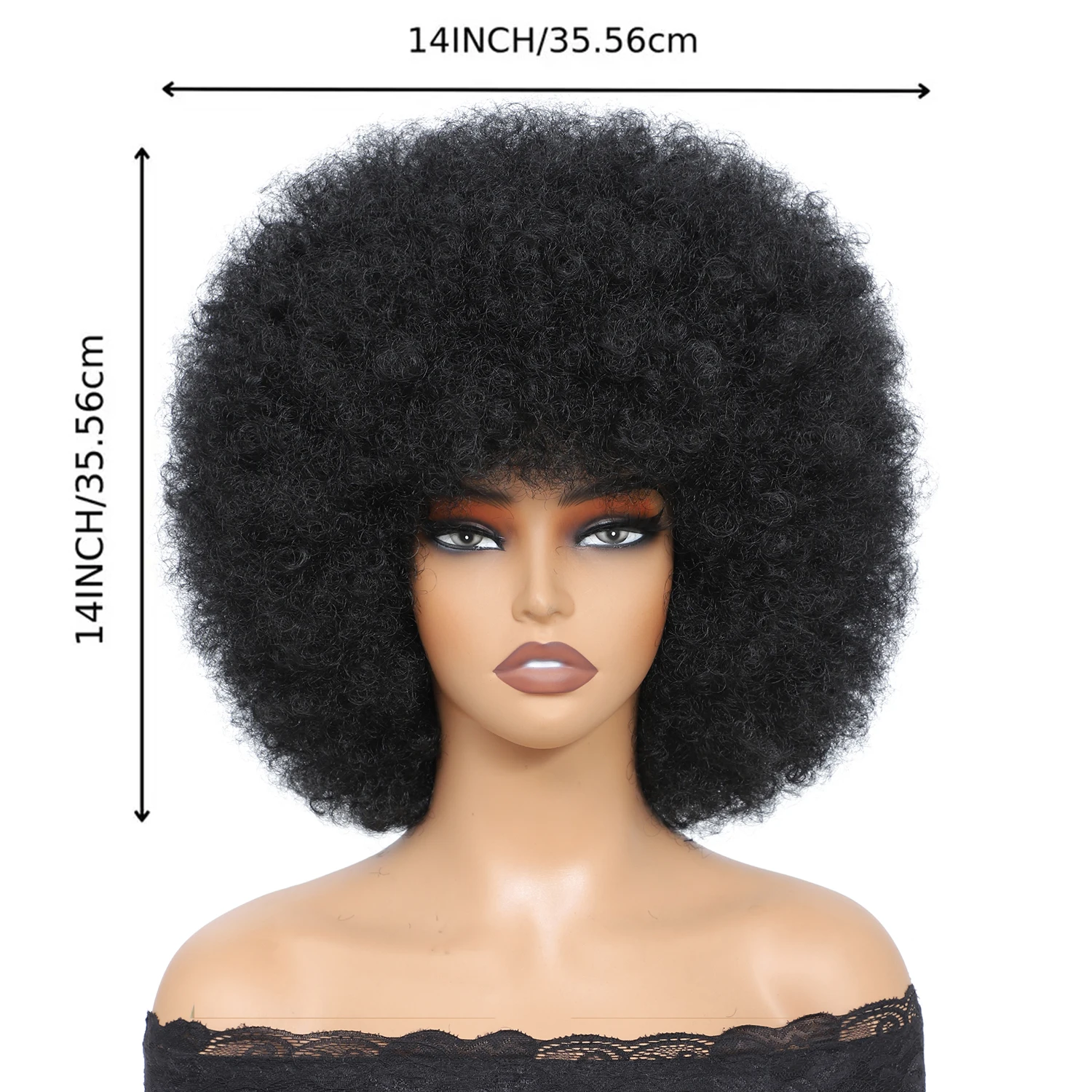 Afro Wigs Premium Synthetic Afro Wig 14 Inches Short Curly Afro Kinky Wig 70s Bouncy Huge Fluffy Puff Wigs for Women and Men