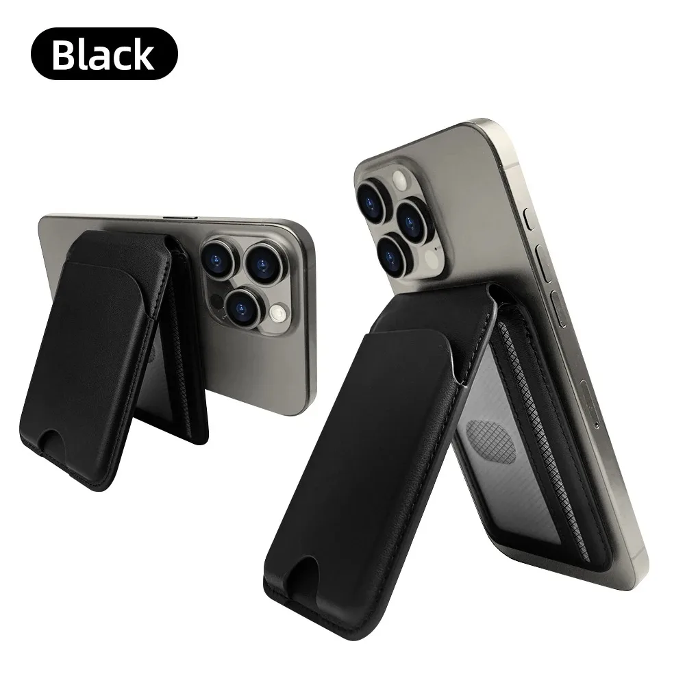 תיק כרטיסים נשלף מעור Magsafe תואם לאייפון 15 Pro Max 12 13 Pro 14 Plus כיסוי טלפון עם טעינה אלחוטית