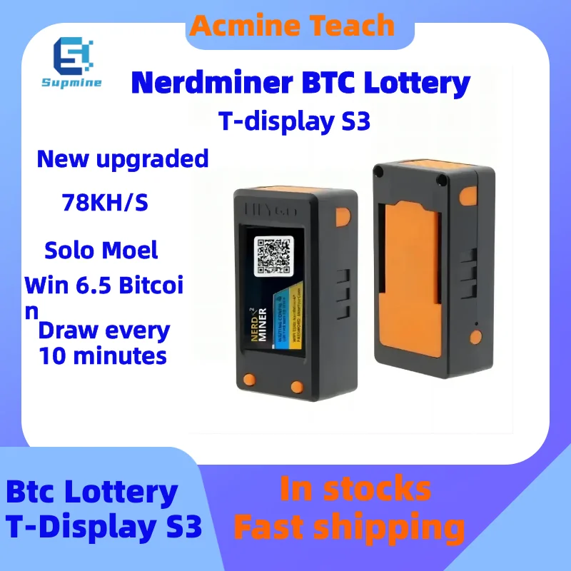 Nerdminer V2.0 T-Display S3 Bitcoin Nerd Miner Hashrate 78Kh/S Bitcoin Btc Lotteria Miner Lilygo Btc Lotteria Miner