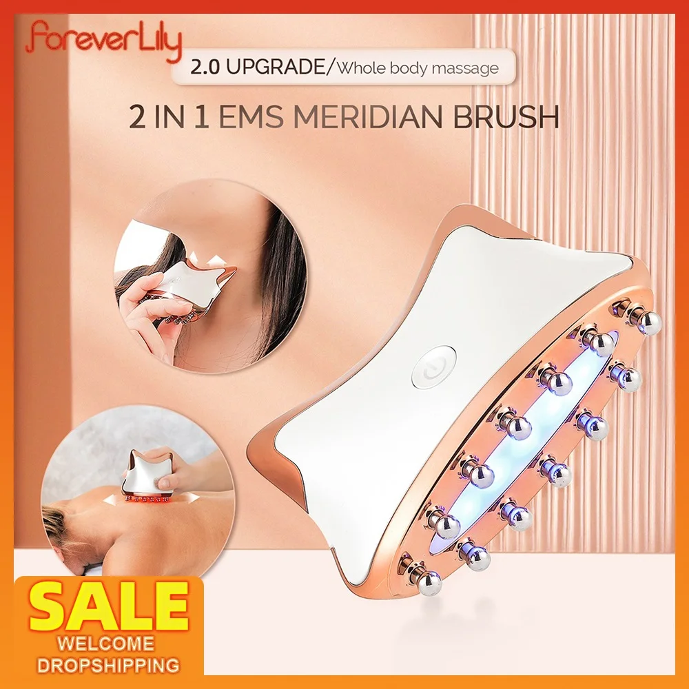 

Wireless EMS Meridian Brush LED Facial Neck Scrapper Face Body Guasha Scrapping Massager Skin Lifting Firming Relieve Fatigue