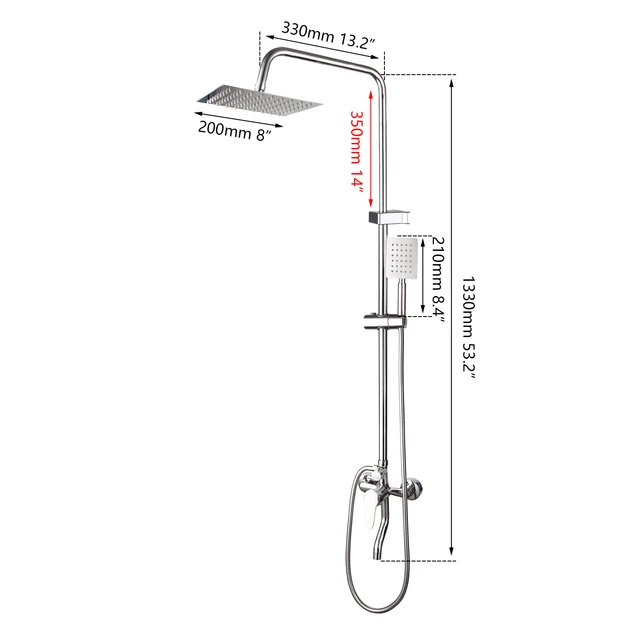 Kemaidi ห้องน้ำผสมห้องอาบน้ำฝักบัวอ่างอาบน้ำก๊อกฝนห้องอาบน้ำฝักบัวผนัง torneira แตะ8 "หัวฝักบัว1เซ็ตอาบน้ำก๊อกน้ำชุด 2