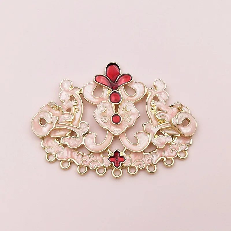 금속 합금 에나멜 꽃 커넥터, DIY 쥬얼리 제작 액세서리, 45x62mm, 10 개