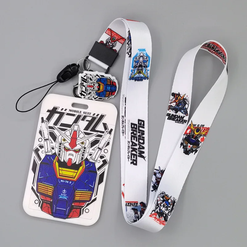 Japanese Anime Card Cases Super Heroes Cartoon Student Key Lanyard Cosplay Badges ID Holders Neck Strap Keychains Airplane Mecha