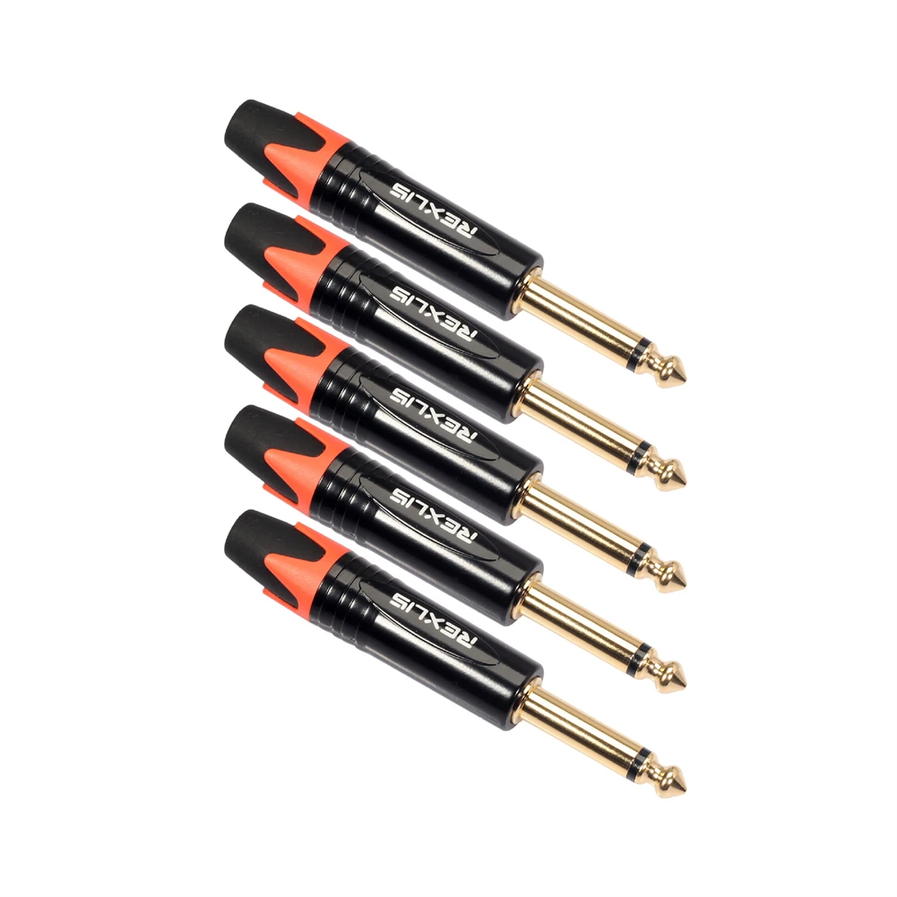 Mono 6.35MM Jack 6.3MM Male Plug Connector Aluminum Tube Brass Gold Plated 1/4 Inch Microphone Plug Audio Cable Connector audio jack pickup,audio adapter set,audio adapter,audio cable