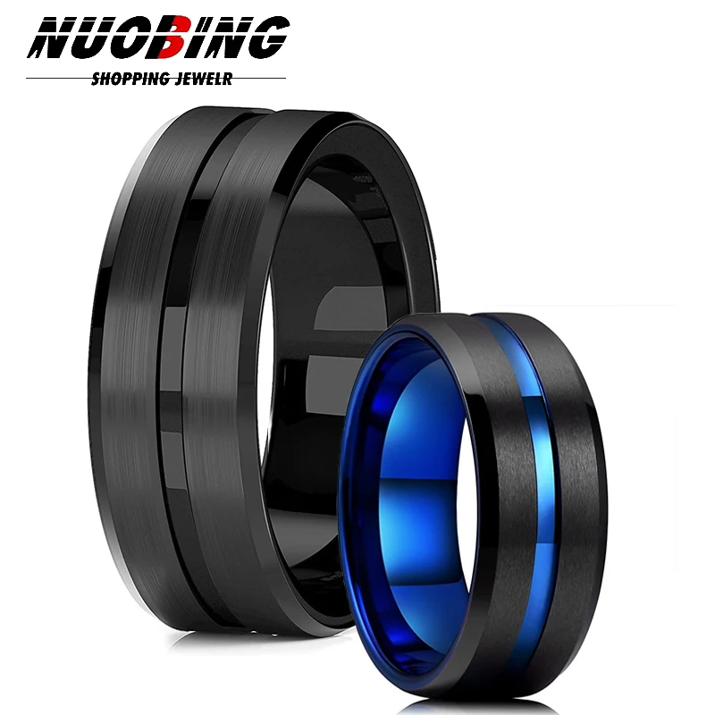 2023 Trendy Men 8mm Silver Color Tungsten Wedding Band Ring Double Silver Color Groove Beveled Edge Stainless Steel Ring For Men three piece chinese centipede planer tungsten steel opener cutting edge scraping knife file traditional manual woodworking tools