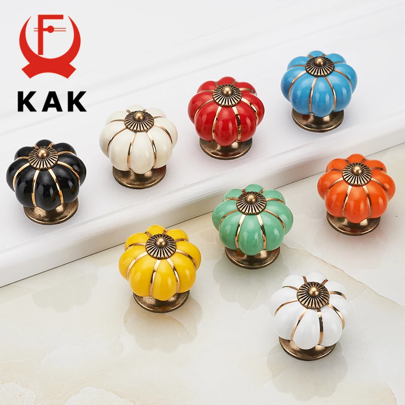 Furniture Handles Kitchen Door Handles Pumpkin Ceramic 40mm Drawer Knobs Cupboard Door Handles
