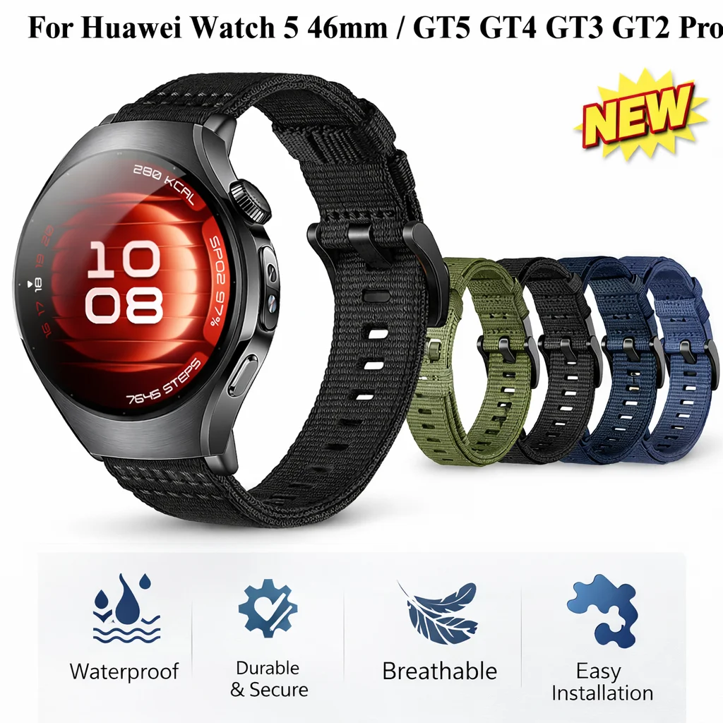 Canvas Wristband Strap – Premium 22mm Watchband Bracelet Accessory