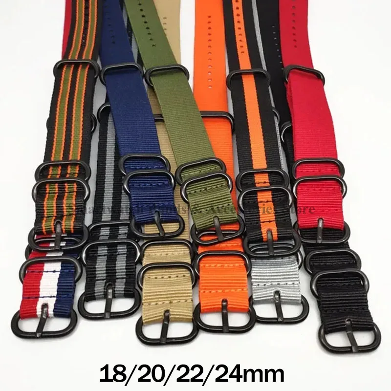 Nylon Fabric Woven Watch Strap with Black Buckle