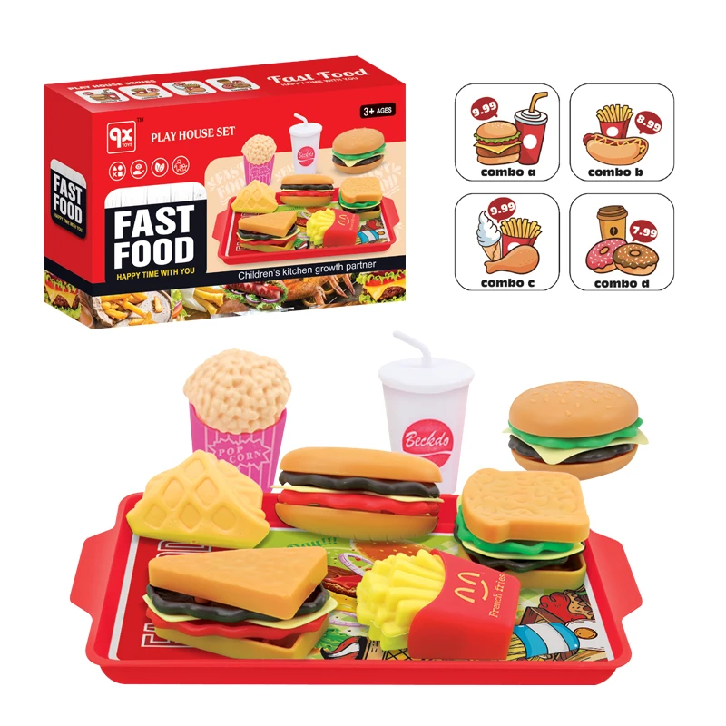 Tuseang Casa Play Fast Food Set, Brinquedo De Cozinha Infantil Jogo De  Comida Acessórios De Cozinha Brinquedo De Comida E Hambúrguer E  Cachorro-quente De Plástico, Adequado Para Jogos De Vestir, Presentes De