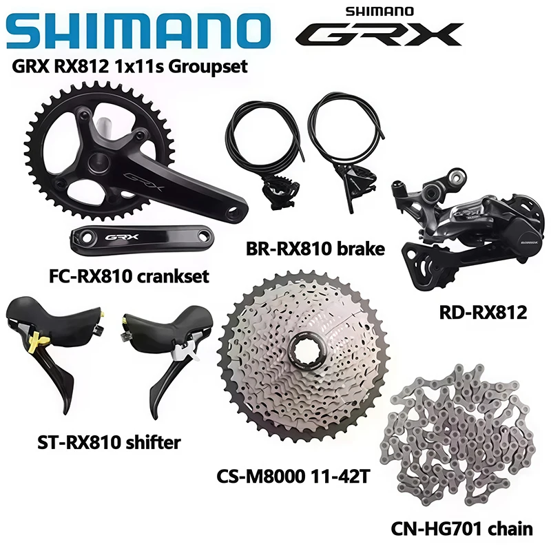 Shimano GRX RX810 RX812 1X11s Groupset 170mm 172.5mm 40/42T Crank