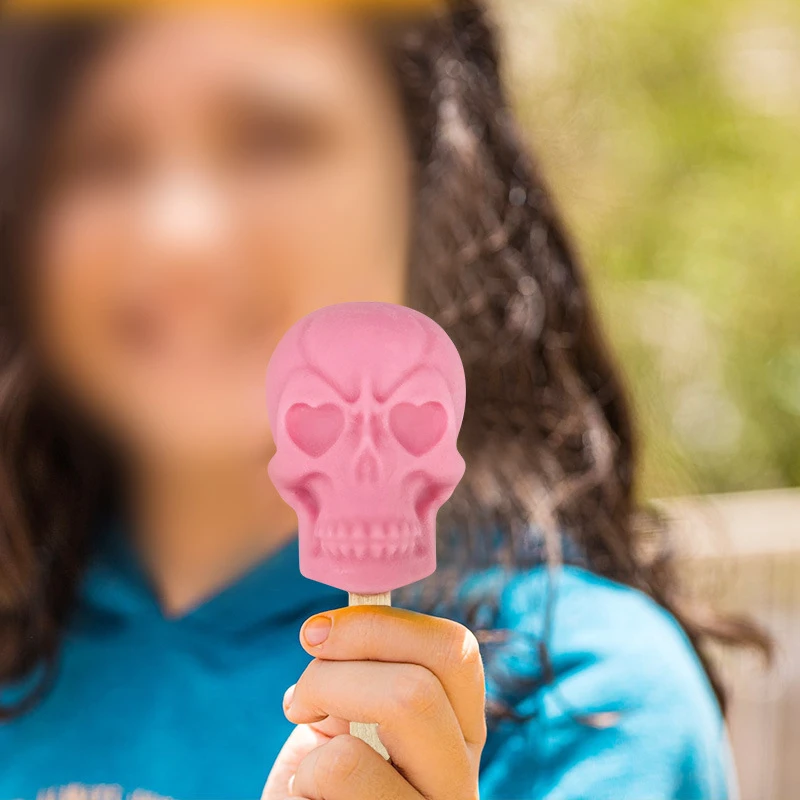 6 Skulls Ice Cream Silicone Mold Homemade Popsicle Ice Cream Mold kitchen Supplies Ice Maker Popsicle Sticks Chocolate Mold