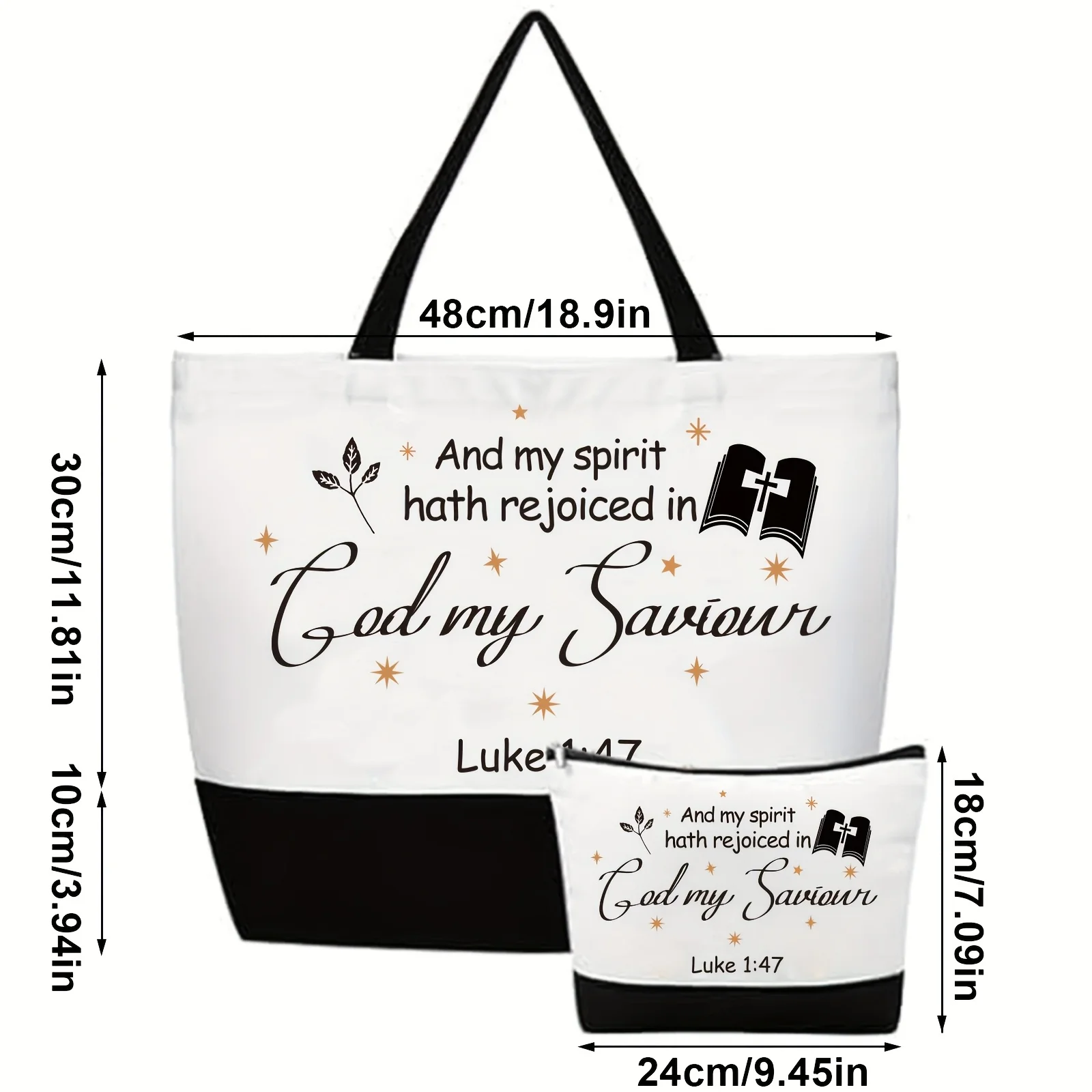 Gift for Her/Him 24pcs Christian Canvas Tote Bags for Women with Makeup Bags Reusable Large Canvas Bags Bible Verses 3