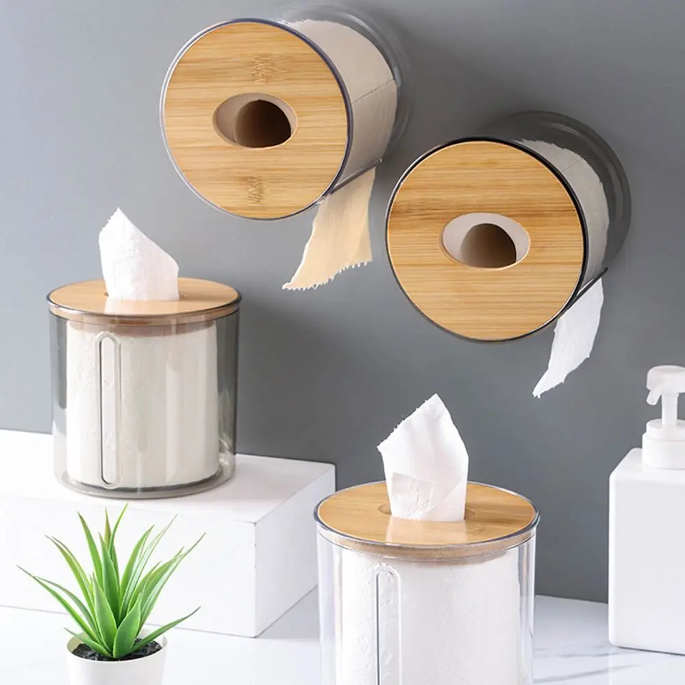 Waterproof Toilet Paper Holder Round Plastic Paper Container Wall Mounted Shelf Bathroom toilet paper rack toilet paper holder toilet roll holder