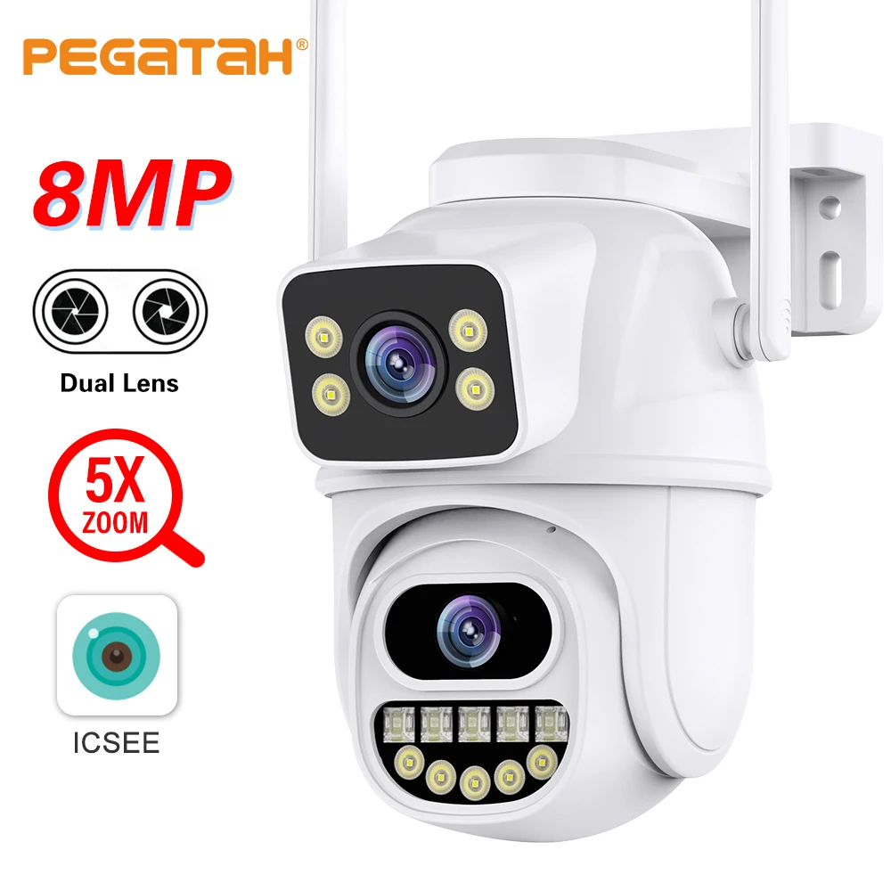 

PEGATAH NEW 8MP WIFI PTZ IP Camera 4K HD Dual Lens Bluetooth Link Night Vision Human Detection Outdoor CCTV Security Cam ICSEE