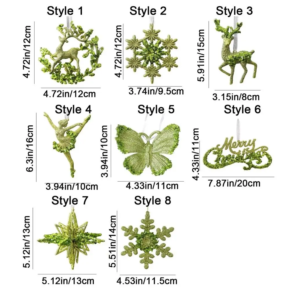 Green Christmas Tree Pendant Gold Sequins Decorative Green Glitter Hanging Pendant Sparkle Powder