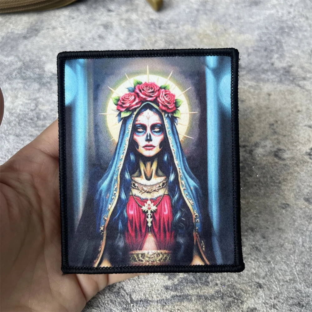 Santa Muerte lustige Moral Abzeichen Patch Taktische Armband gedruckt Haken und Schleife Outdoor Rucksack Hut Zubehör Aufkleber