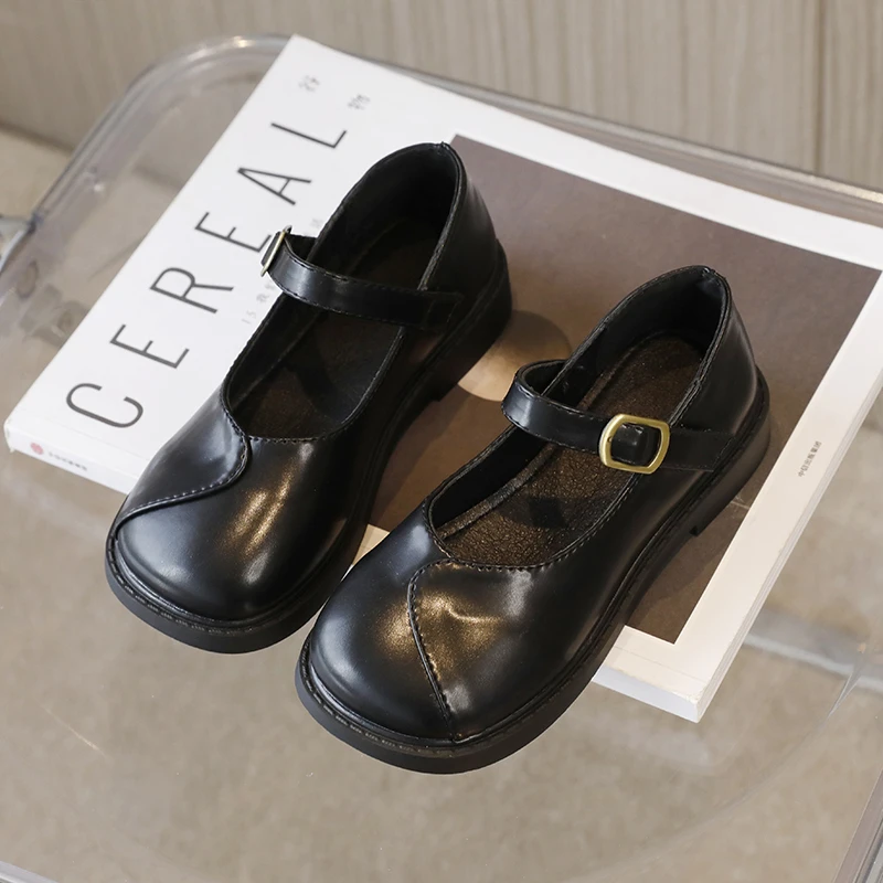 Leather Kids Flat Shoes for Girls Wedding Party