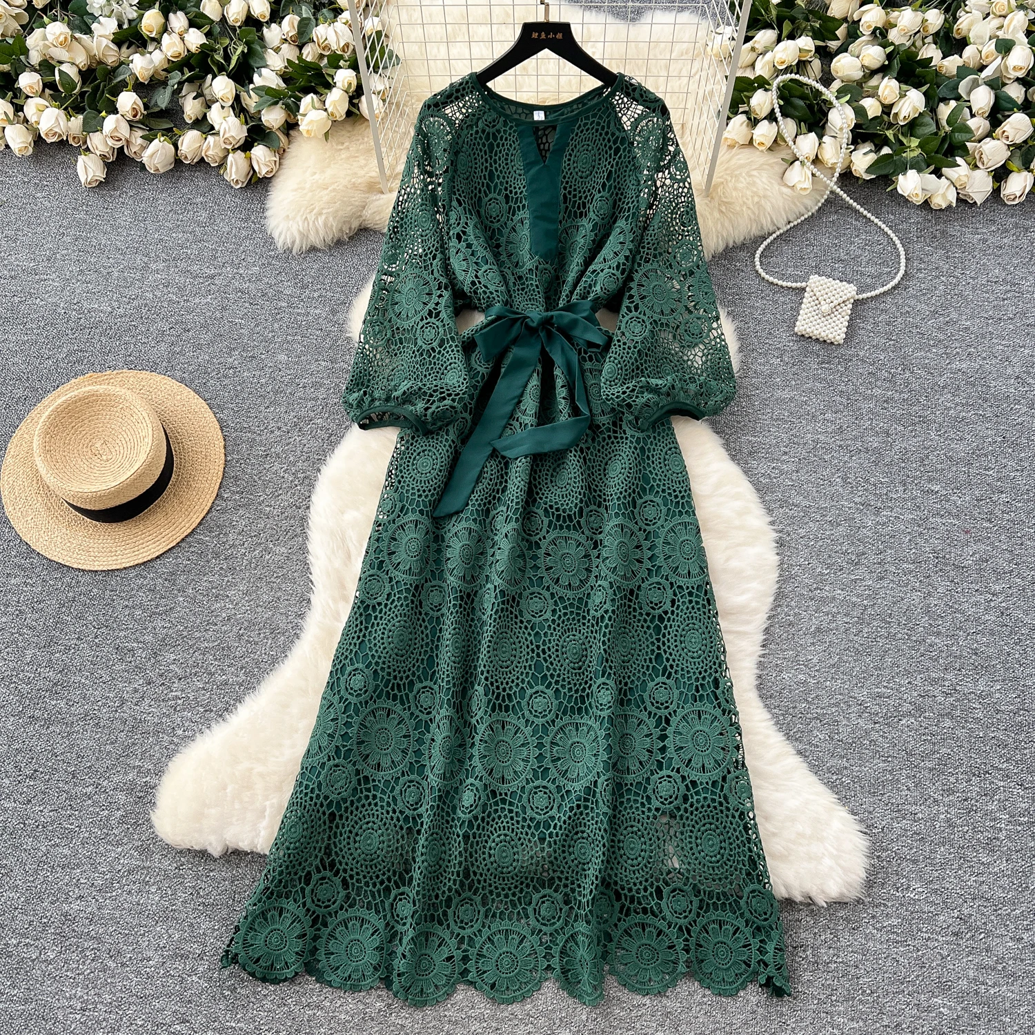 chinese dress ladies Cottagecore Lace Up Vintage Cotton Dress M / Dark Red I Retro Fairy main image 1