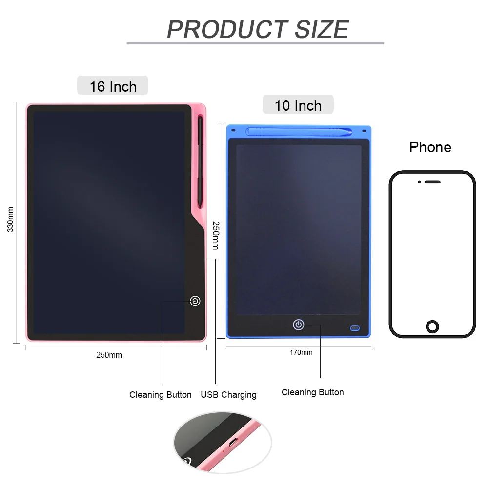 10/16Inch LCD Children's Drawing Tablet Toys For Girls Boys Electronic Doodle Writing Tablet Charging Handwriting Pad Gift 6