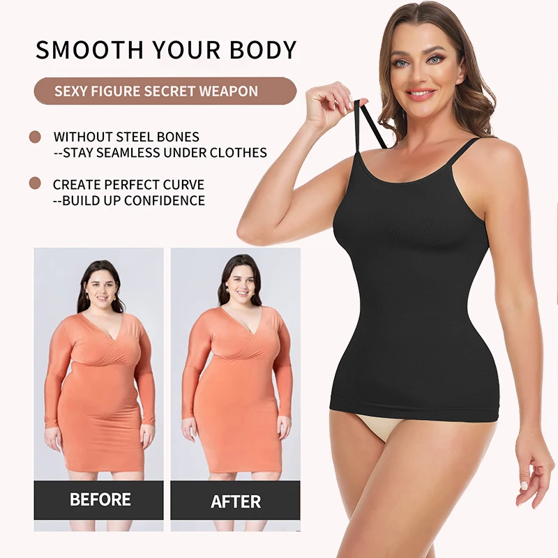 Camisole Shapewear for Plus Size Women Tummy Control Shapewear Shaping Tank Tops Slimming Body Shaper Compression Vest Underwear