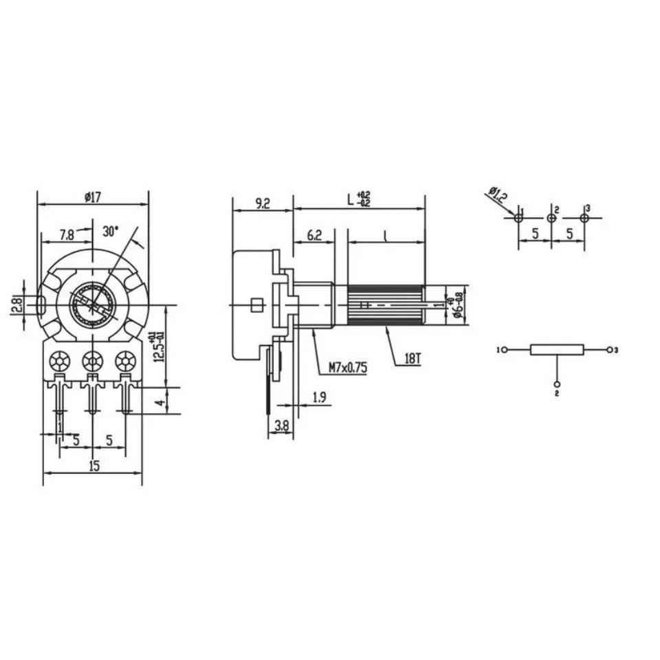 Multiturn Potentiometer Linear Potentiometer Rotary Potentiometer Potentiometer Kit Trimmer Potentiometer Electronic Components WH148 Single Joint Amplifier Potentiometer 10K 20k 50k 100k 500k..... L: 15MM 5Pcs/bag