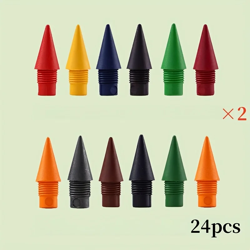 12/24개입, 12가지 색상, 영구적으로 지워지는 펜슬(교체 가능한 팁 포함) 학생과 성인에게 적합합니다. 페인팅 크레용. 교체하다
