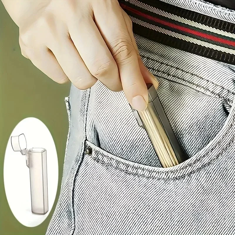 Toothpick Holder for Outdoor Plastic Portable Toothpick Case - Clear Travel, Kitchen, and Restaurant Supplies