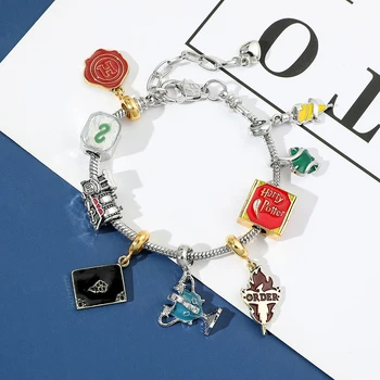 Harry Potter Alloy Pendant Bracelet Adjustable Cartoon Anime Jewelry Hogwarts Gift Fashion Accessory for Women