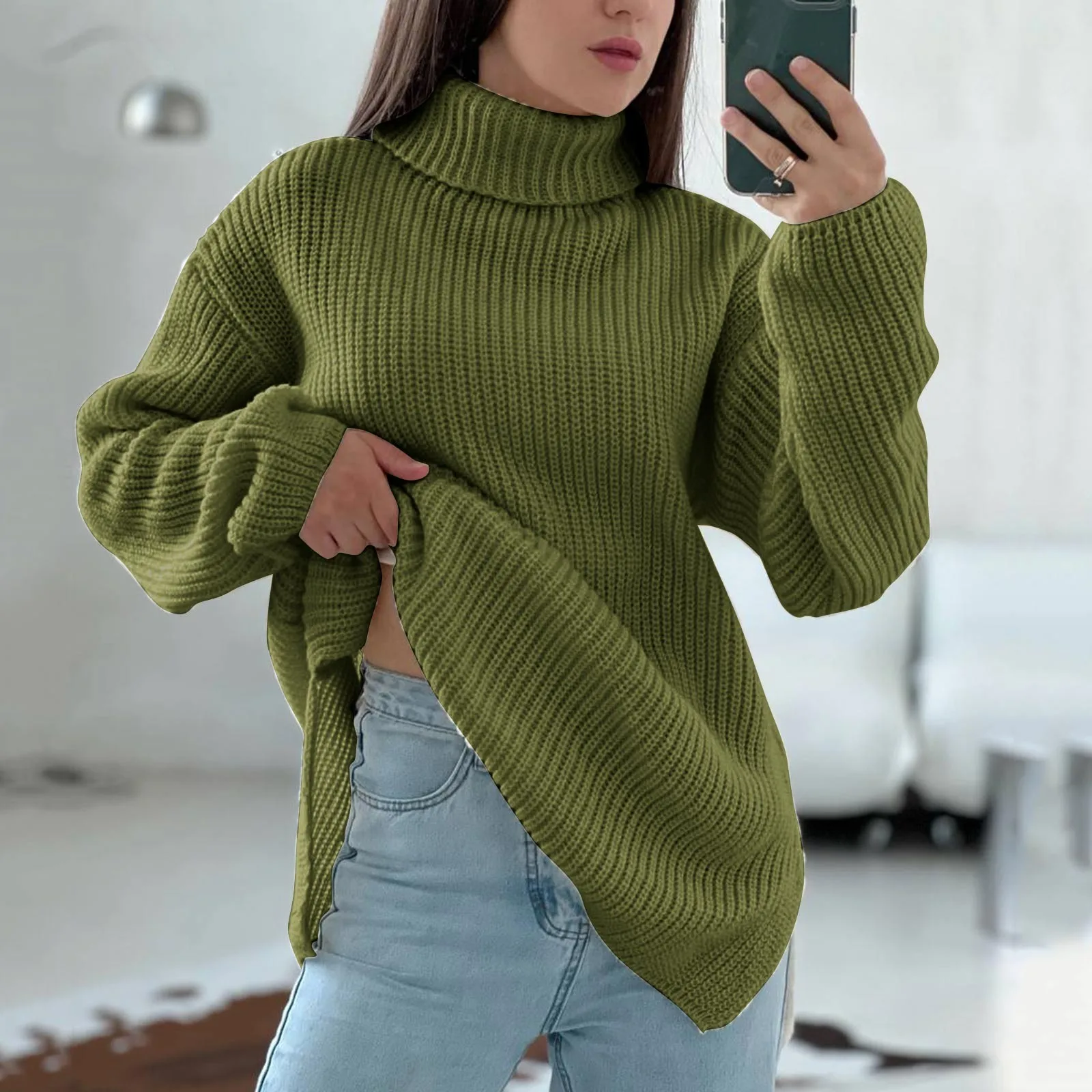

Autumn Winter Thicken Cashmere Sweater Women 2023 New Winter Loose Elegant Ladies Pullovers Warm Casual Chic High Neck Jumper