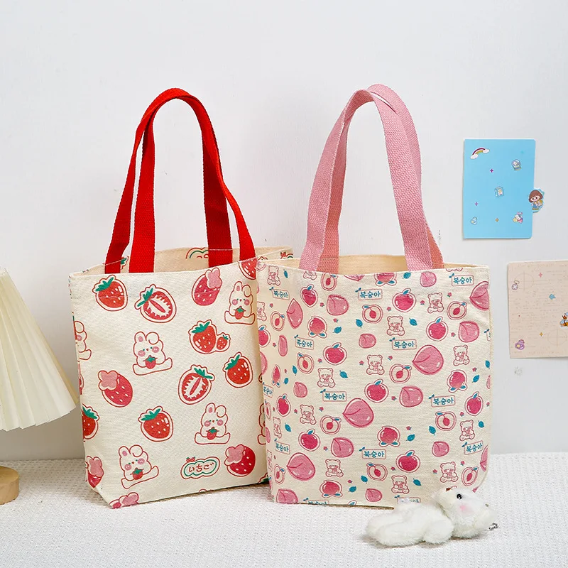 Custom  Canvas Bag Candy Cute Refreshing 100 Days Old and One Year Old Birthday Party Rabbit Hand Gift Canvas Bag Handbag Wholes