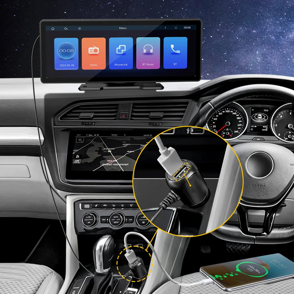 

10.26 Inch Desktop Car Stereo HD Touchscreen Wireless Carplay Android Auto GPS Navigator Reaview Camera Voice Control Mirrorlink