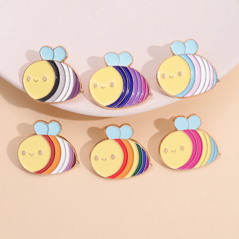

Cartoon Bee Animal Brooch Cute Rainbow Homosexual Enamel Pin Buckle Metal Badge Pin Accessories Clothing Bags Decoration Jewelry