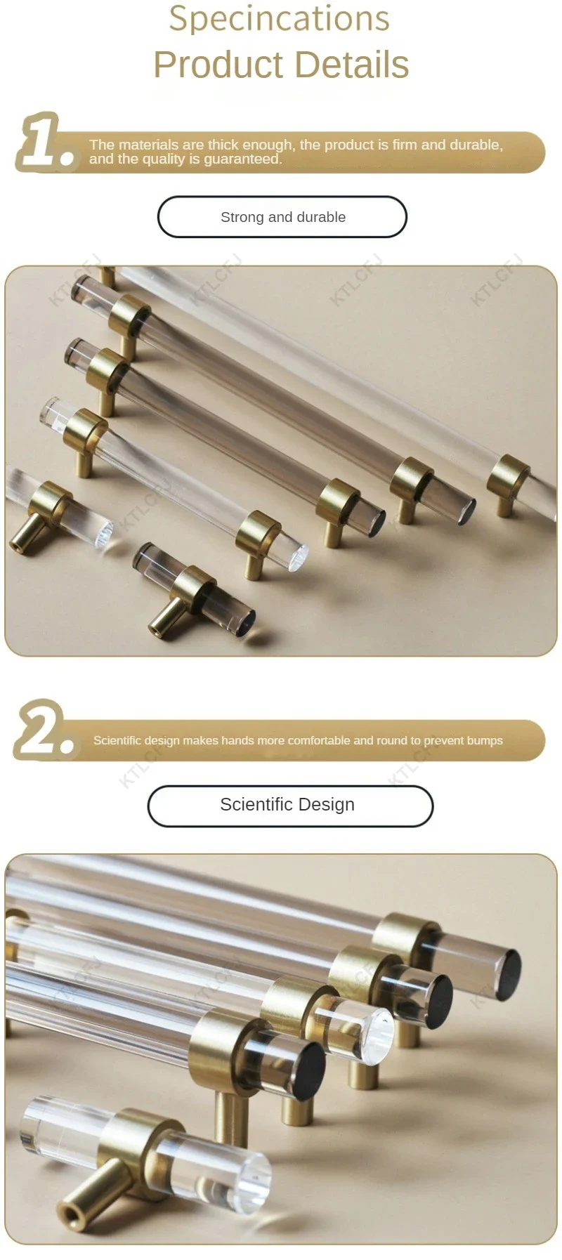 Description Picture 6 of itemEuropean Acrylic Handle American Transparent/Black Cabinet Drawer Wardrobe Door Handle Single Hole 96/128/160/224mm