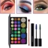 29 Colors Eyeshadow Palette Set with Mascara Eyeshadow Brush Earth Color Waterproof Long Lasting Music Festival Cosmetics Makeup 2